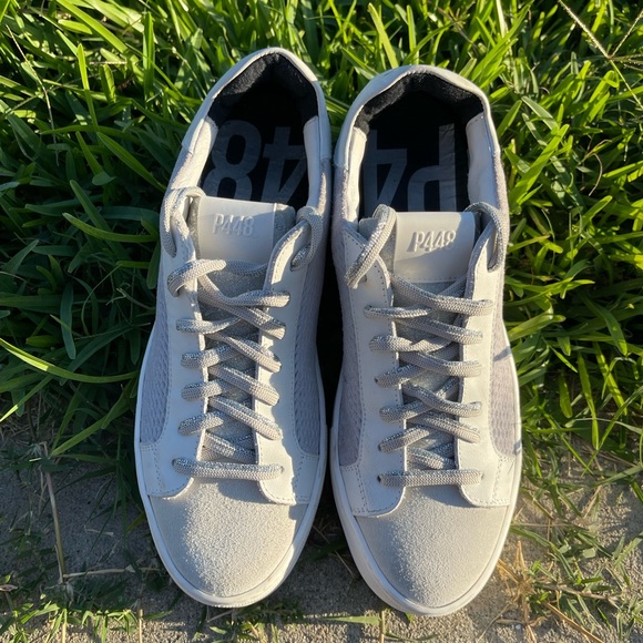 P448 Thea Low Top Sneakers in Stardust Silver Multi size 37 US 7 gently used - Picture 8 of 16